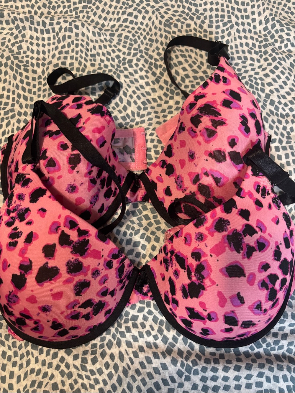 Youmita Pink & Black Leopard Print Push-Up Bra